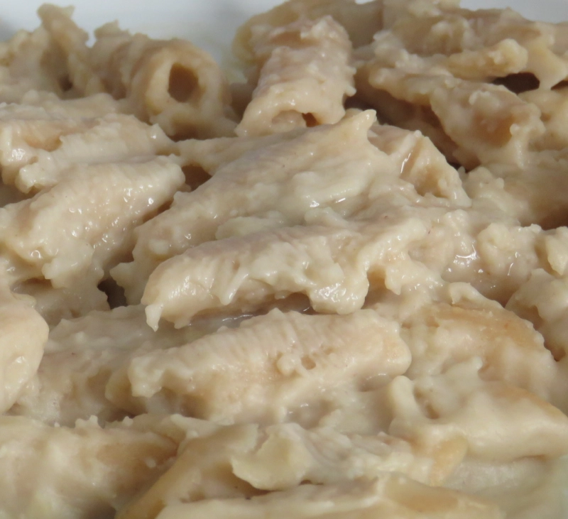 Macarrones integrales con crema de castañas pilongas con Thermomix