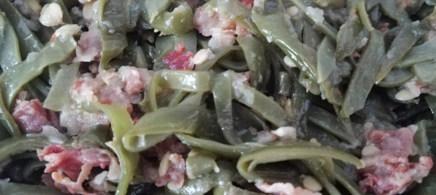 Vainas con jamón
