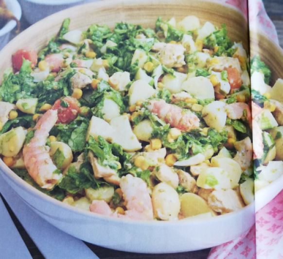 ENSALADILLA DE PATATA, POLLO Y LANGOSTINOS